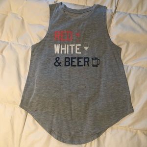NWOT Red White & Beer Muscle Tank